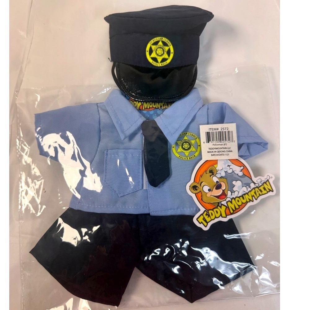 Teddy Mountain Police 8 Inch Plush Bear Outfit 3 Piece Set Blue Uniform 2572